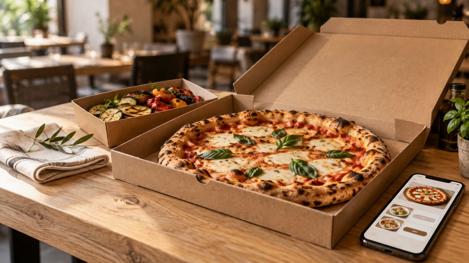 Pizza im Karton zum Abholen